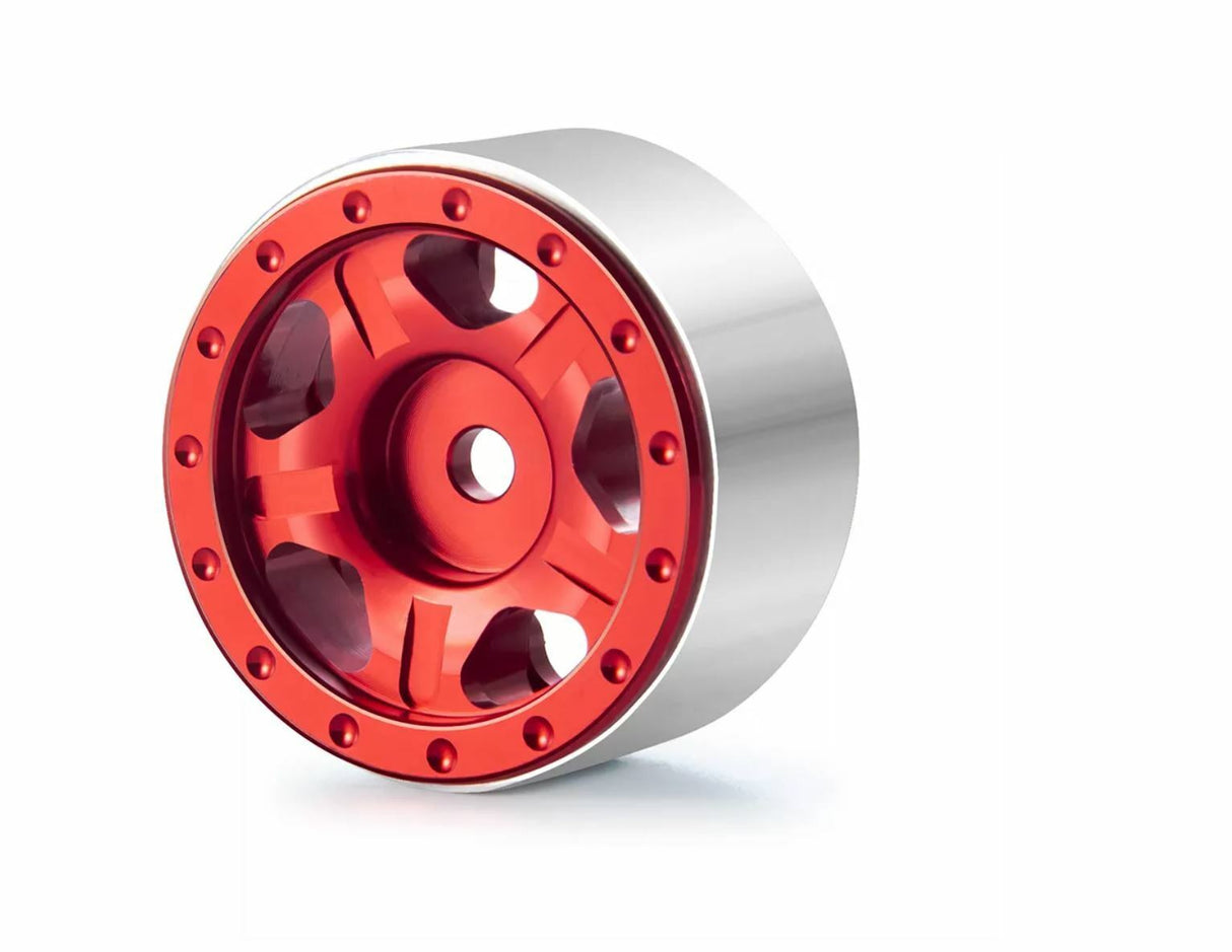 Axial SCX24 Aluminum Beadlock Rims 5 Spoke Red - TRC-114