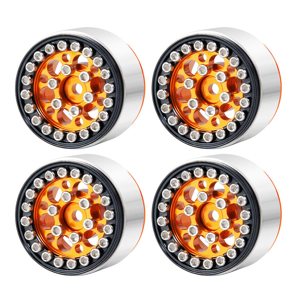 Axial SCX24 Aluminum Beadlock Rims Orange Black - TRC-113