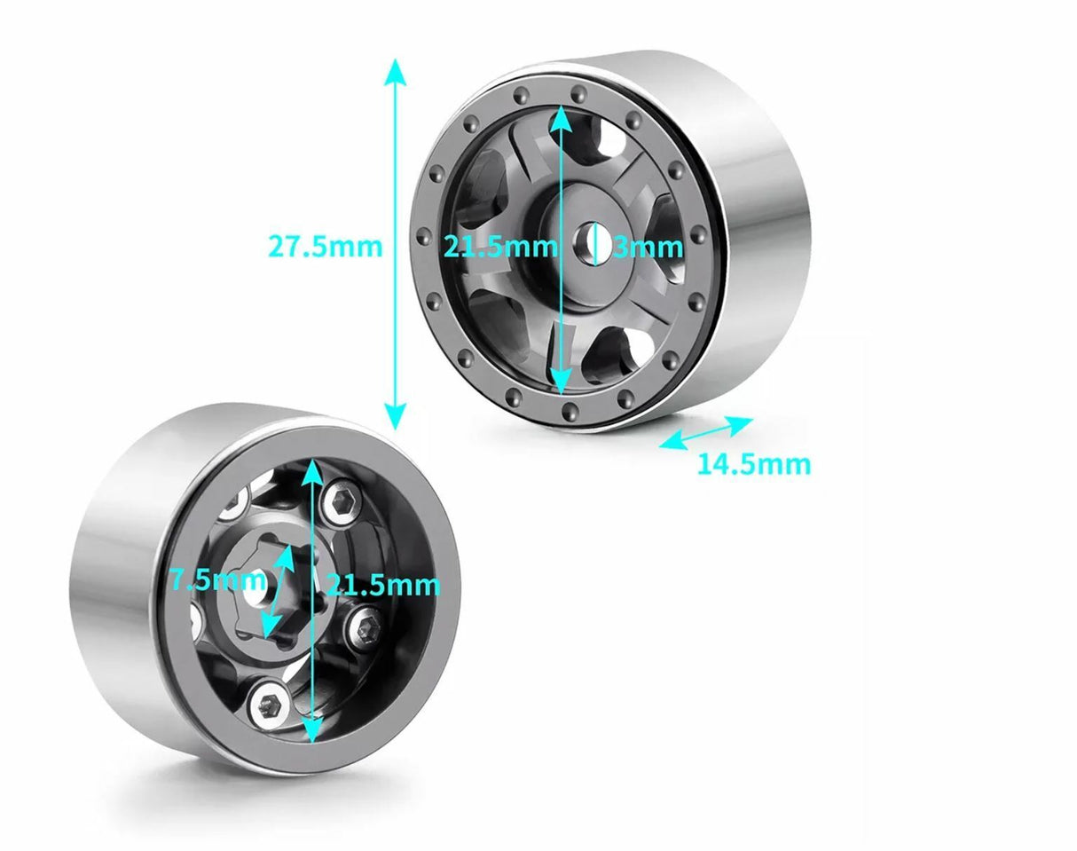 Axial SCX24 Aluminum Beadlock Rims 5 Spoke Red - TRC-114