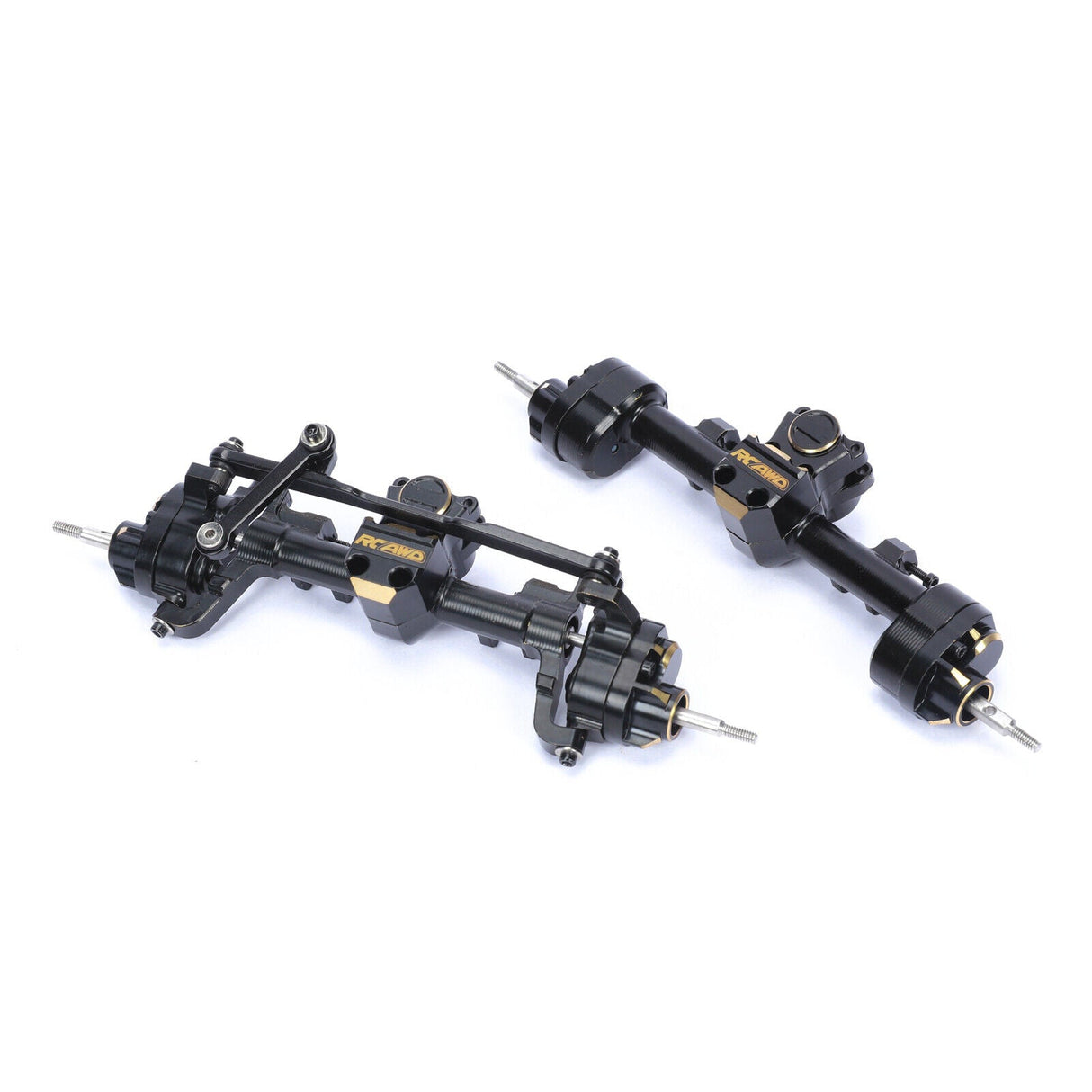 SCX24 F&R Brass Portal Axles w/ Brass Steering Link & Wheel Weights - TRC-145
