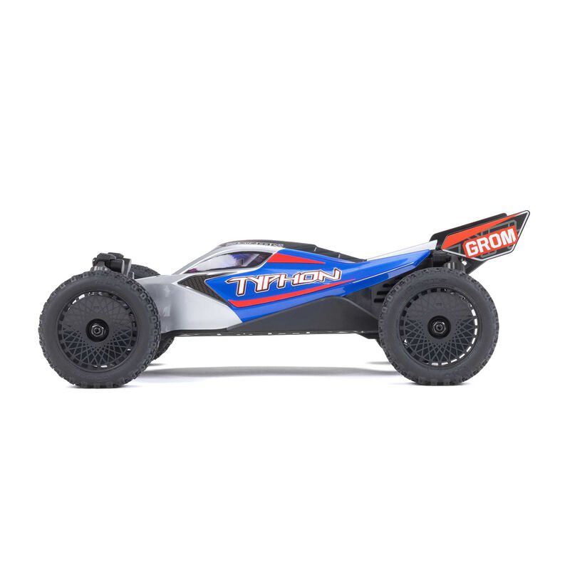 TYPHON GROM MEGA 380 Brushed 4X4 Small Scale Buggy RTR with Battery & Charger, Blue/Silver