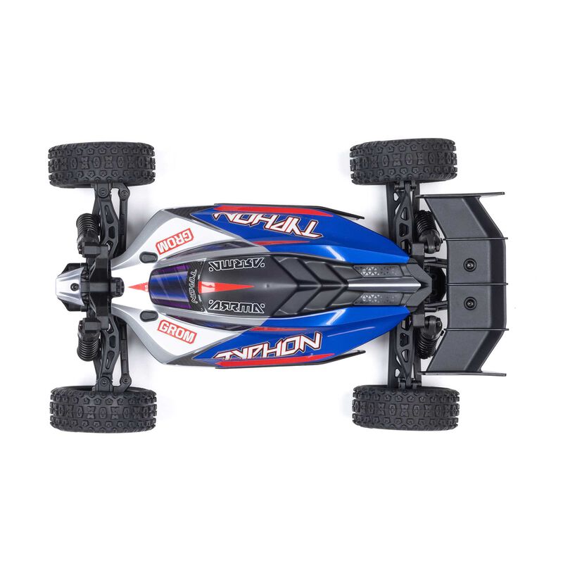 TYPHON GROM MEGA 380 Brushed 4X4 Small Scale Buggy RTR with Battery & Charger, Blue/Silver