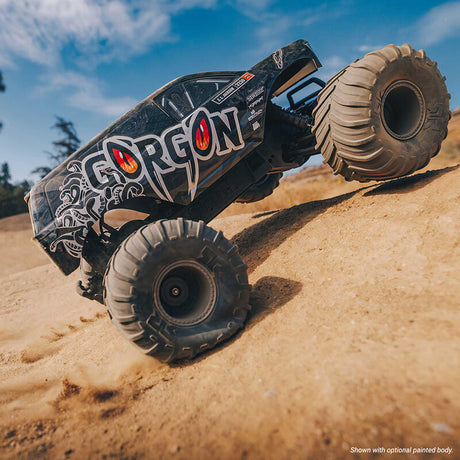 1/10 GORGON 2WD RTA Kit Brushed Monster Truck (Battery & Charger Included), Clear