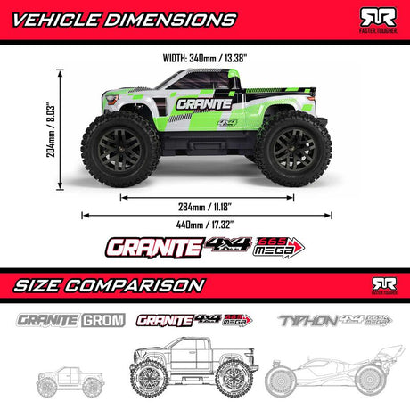 1/10 GRANITE MEGA 665 4X4 RTR Brushed Monster Truck, Blue