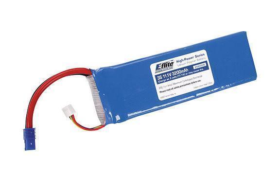 3200mAh 3S 11.1V 20C LiPo, 13AWG EC3  by E-flite