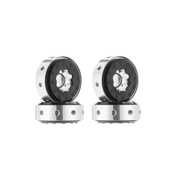 Hot Racing Silver Beadlock 1.9 Rims Black Rings SCX2 (HRAC1514)