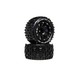 Lockup MT Belted 2.8" 2WD Mounted Rear Tires, .5 Offset, Black (2)
