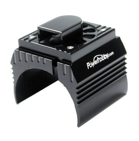 Power Hobby - Aluminum Motor Heatsink & Cooling Fan For 1/8 Size Motors, Black