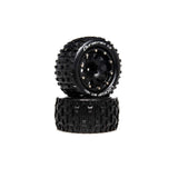Lockup MT Belted 2.8" 2WD Mounted Rear Tires, .5 Offset, Black (2)