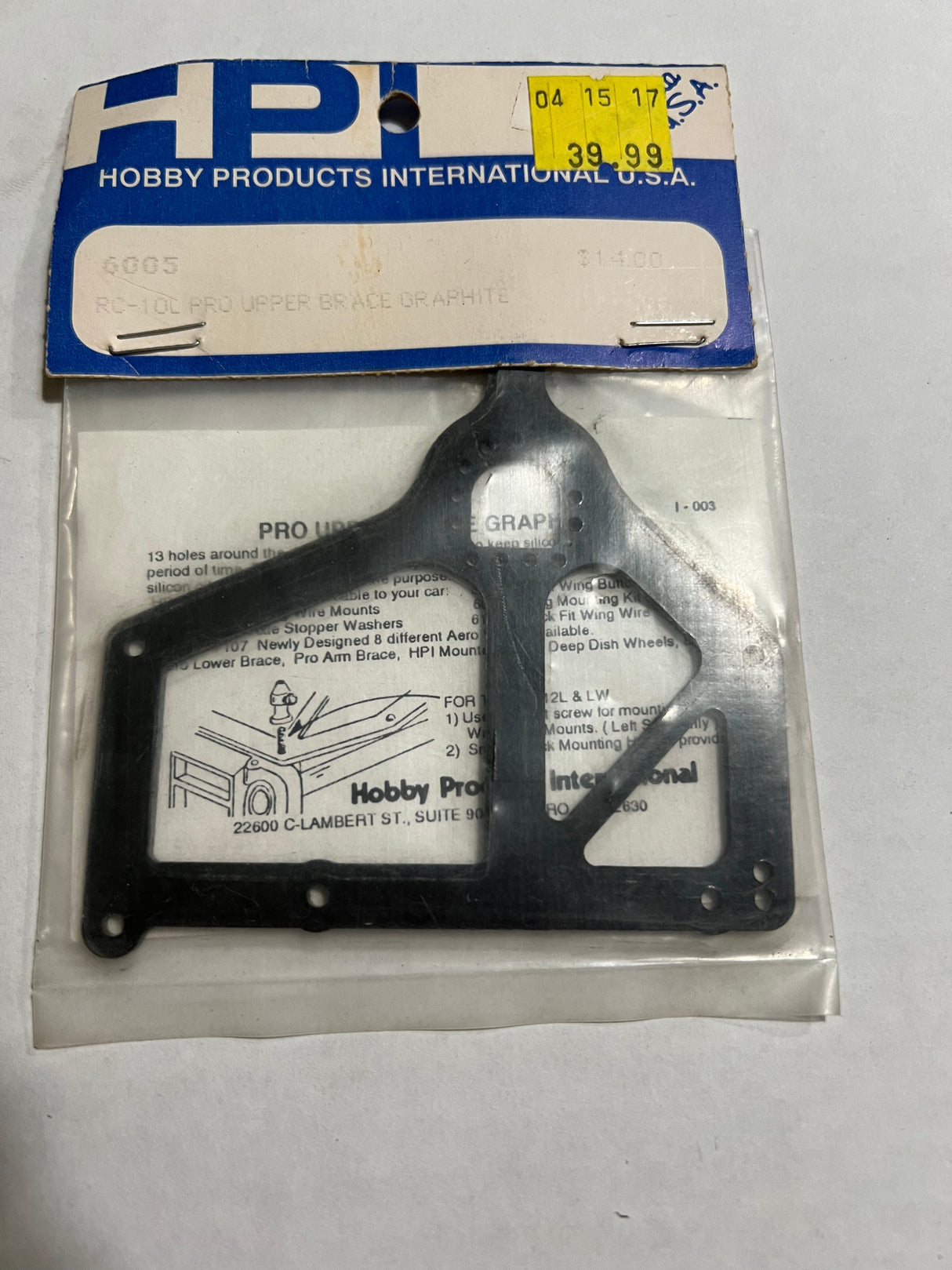 RC-10L PRO UPPER BRACE GRAPHITE-ASC6005