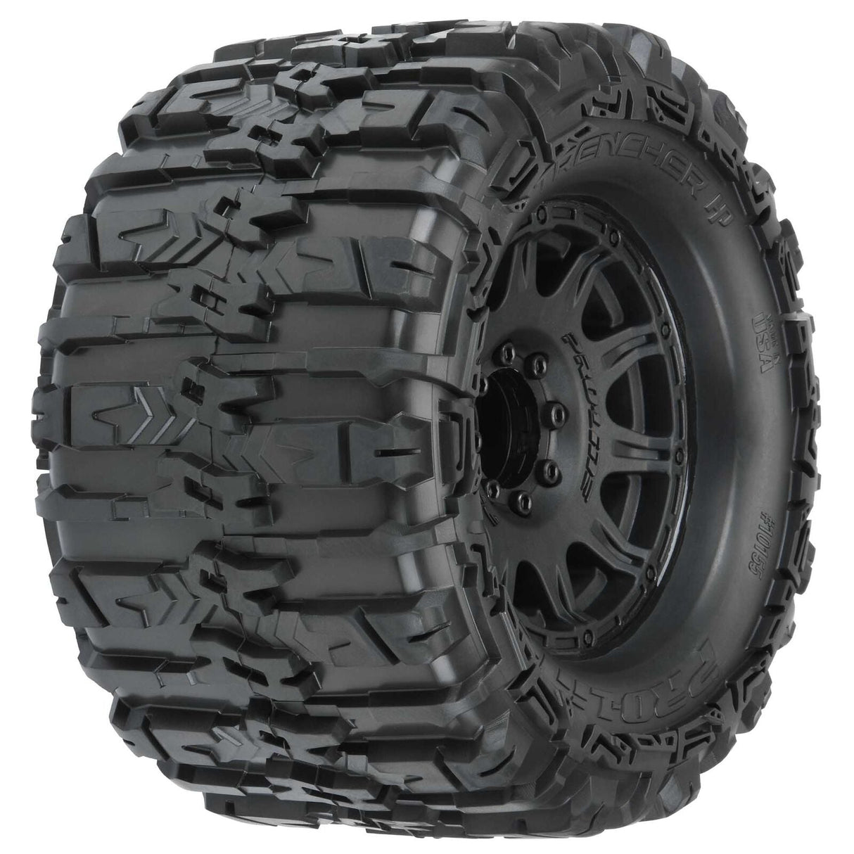 1/8 Trencher HP BELTED F/R 3.8" MT Tires Mounted 17mm Blk Raid (2) - PRO1015510