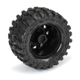 1/10 Hyrax Front/Rear 2.8" MT Tires Mounted 12mm Black Raid (2) - PRO1019010
