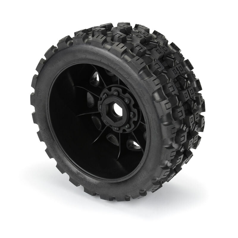 1/6 Badlands MX57 Front/Rear 5.7” Tires Mounted on Raid 8x48 Removable 24mm Hex Wheels (2): Black - PRO1019811