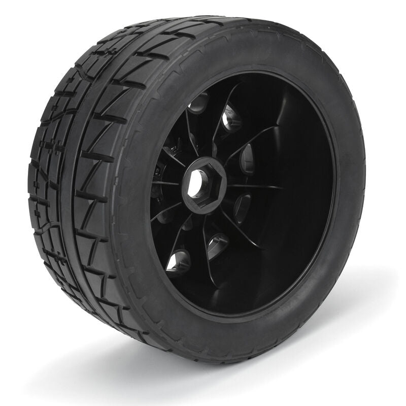 1/6 Menace HP BELTED F/R 5.7" MT Tires Mounted 24mm Blk Raid (2) - PRO1020510
