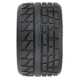 1/8 Menace HP BELTED Fr/Rr 3.8" MT Tires Mounted 17mm Black Raid (2) - PRO1020610
