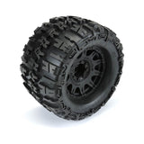 1/8 Trencher X F/R 3.8" MT Tires Mounted 17mm Blk Raid (2) - PRO118410