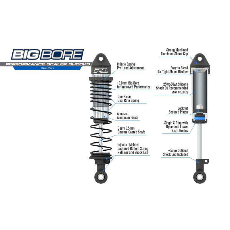 1/10 Big Bore Front/Rear (90mm-95mm) Scaler Shocks for most Crawlers - PRO634300