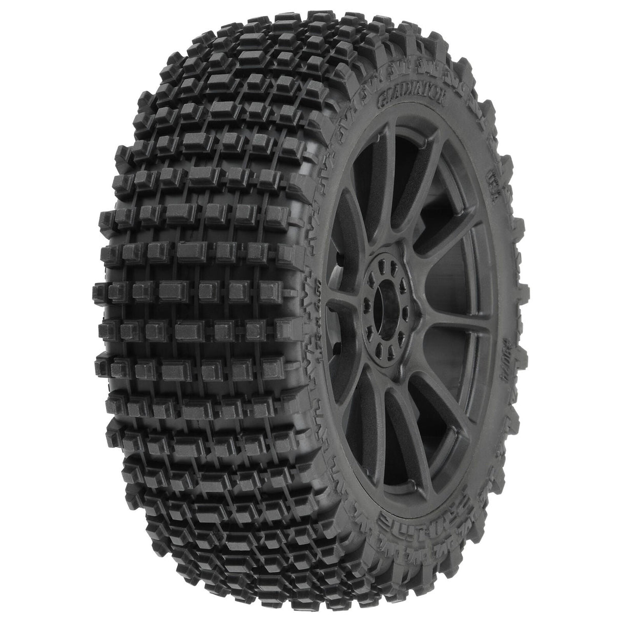 1/8 Gladiator M2 Fr/Rr Buggy Tires Mounted 17mm Black Mach 10 (2) - PRO907421