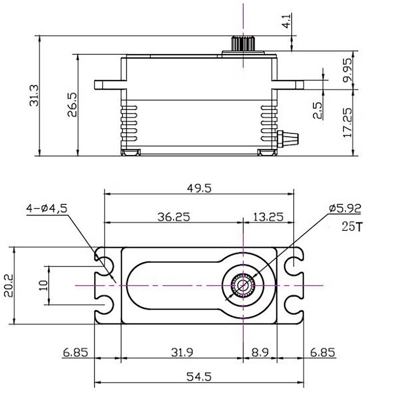 299:LP Low Profile Digital Metal Gear Waterproof Programmable Servo, Purple - SEHREEFS145