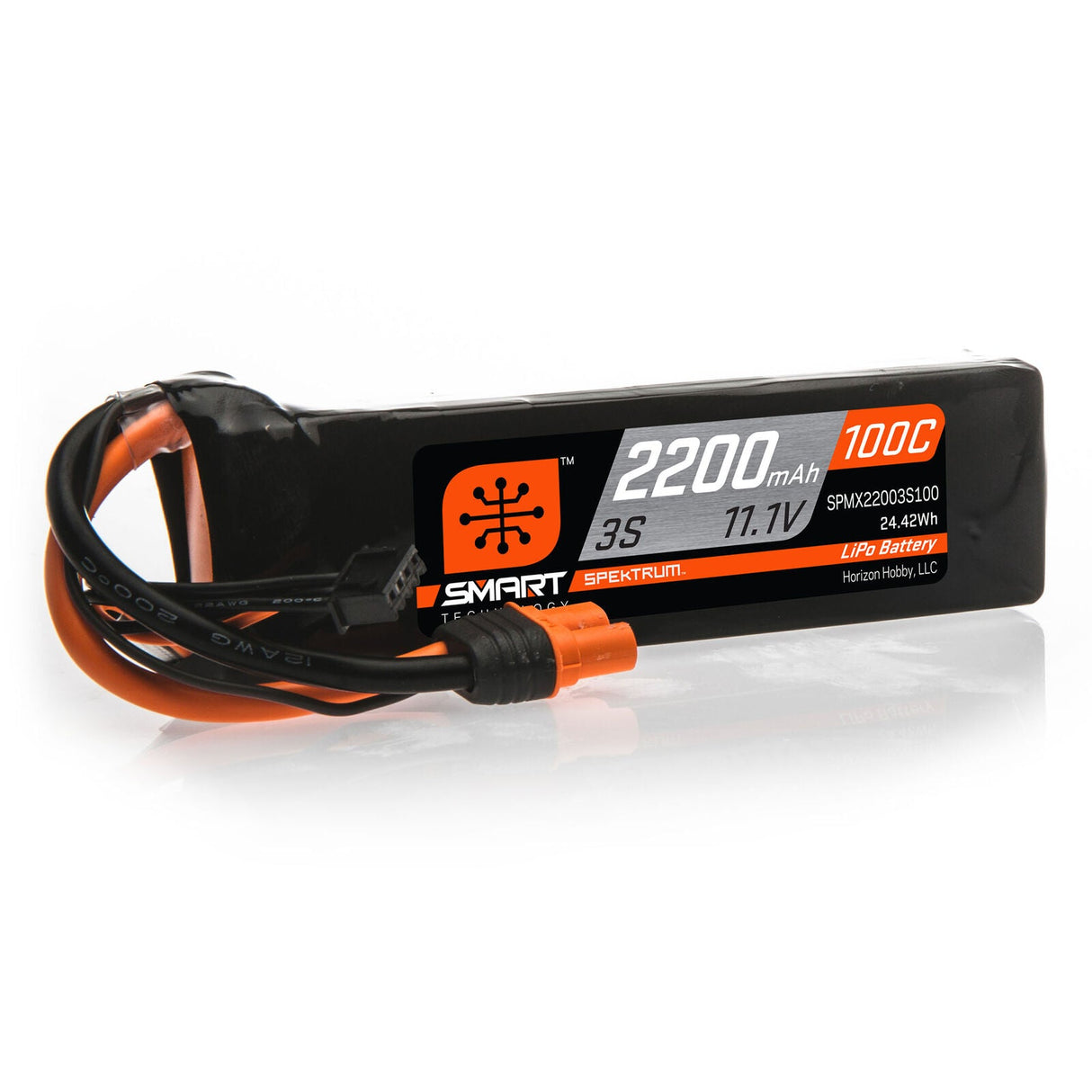 Spektrum SMART 11.1V 2200mAh 3S 100C Smart LiPo Battery: IC3 - SPMX22003S100