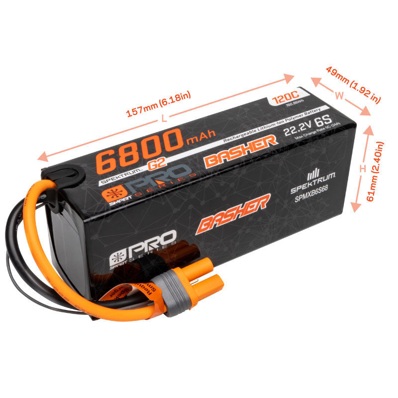 22.2V 6800mAh 6S 120C Smart G2 Pro Basher LiPo: IC5 - SPMXB6S68