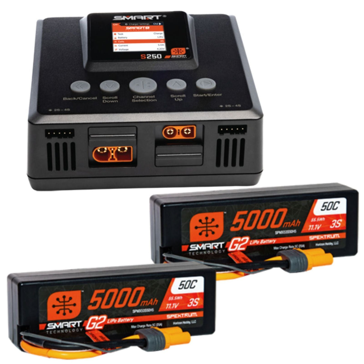 Smart Powerstage 6S Surface Bundle: (2) G2 5000mAh 3S LiPo IC5 & S250 Charger - SPMXPSS600