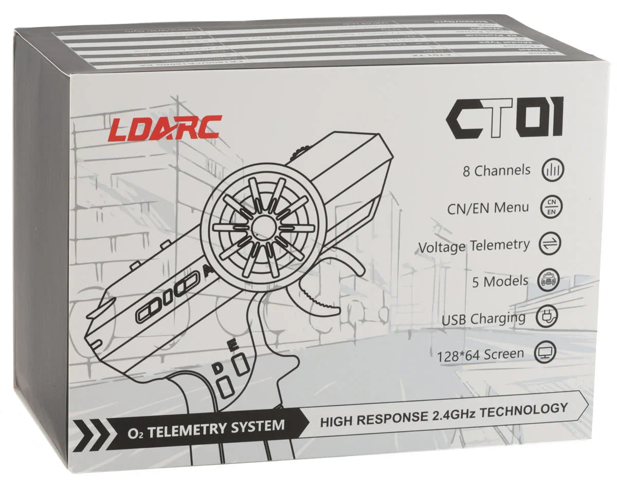Hobby Porter CT01 8-Channel 2.4Ghz Telemetry Radio (Black) w/CR1800 Receiver & Battery - HP029.L0701