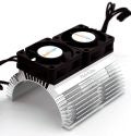 PHBPH1289SILVER   Powerhobby Heat Sink w Twin Turbo High Speed Cooling Fans 1/8 Motors-Silver