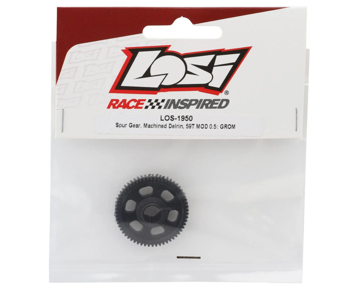 LOS-1950 Spur Gear, Machined Delrin, 59T MOD 0.5: GROM