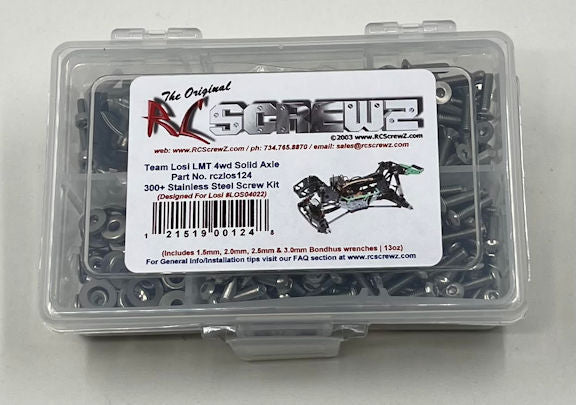 RC Screwz Losi LMT 4wd Solid Axle Stainless Steel Screw Kit - RCZLOS124