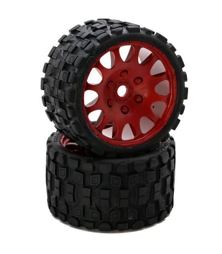 Power Hobby - Scorpion Belted Monster Truck Tires / Wheels w 17mm Hex (2) Sport-Red
