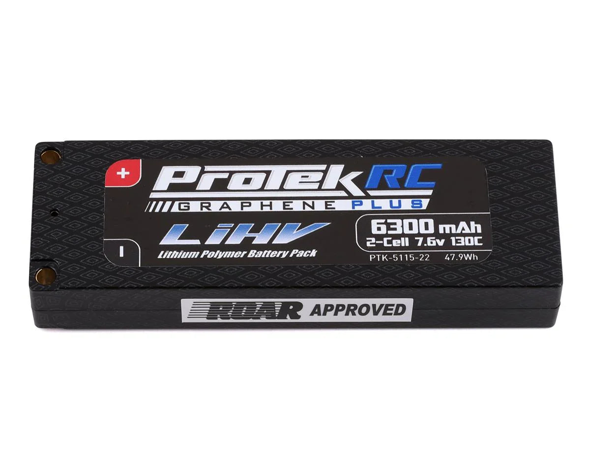 ProTek RC 2S 130C Low IR Si-Graphene + HV LCG LiPo Battery (7.6V/6300mAh) w/5mm Connectors (ROAR Approved) - PTK-5115-22