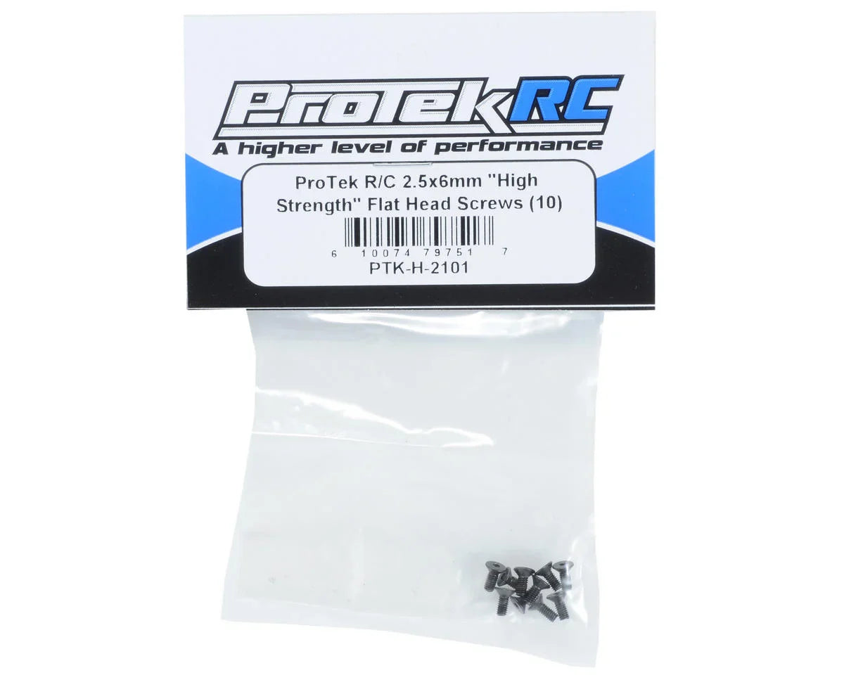 ProTek RC 2.5x6mm "High Strength" Flat Head Screws (10) - PTK-H-2101