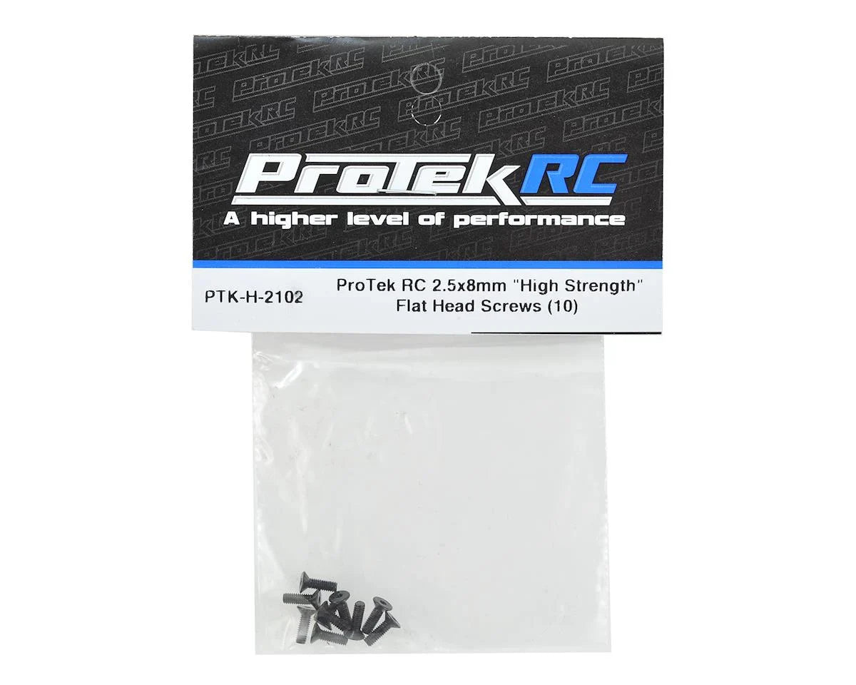 ProTek RC 2.5x8mm "High Strength" Flat Head Screws (10) - PTK-H-2102