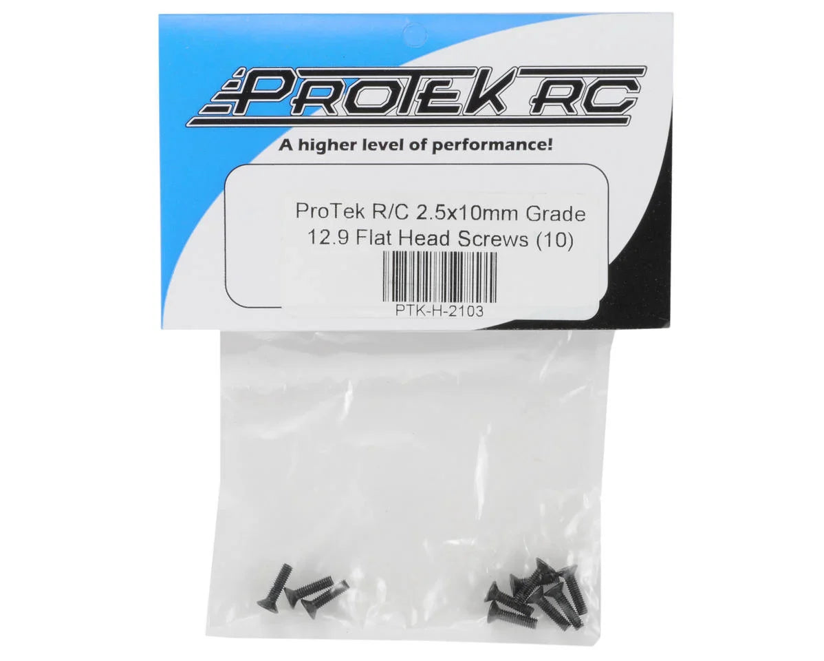 ProTek RC 2.5x10mm "High Strength" Flat Head Screws (10) - PTK-H-2103
