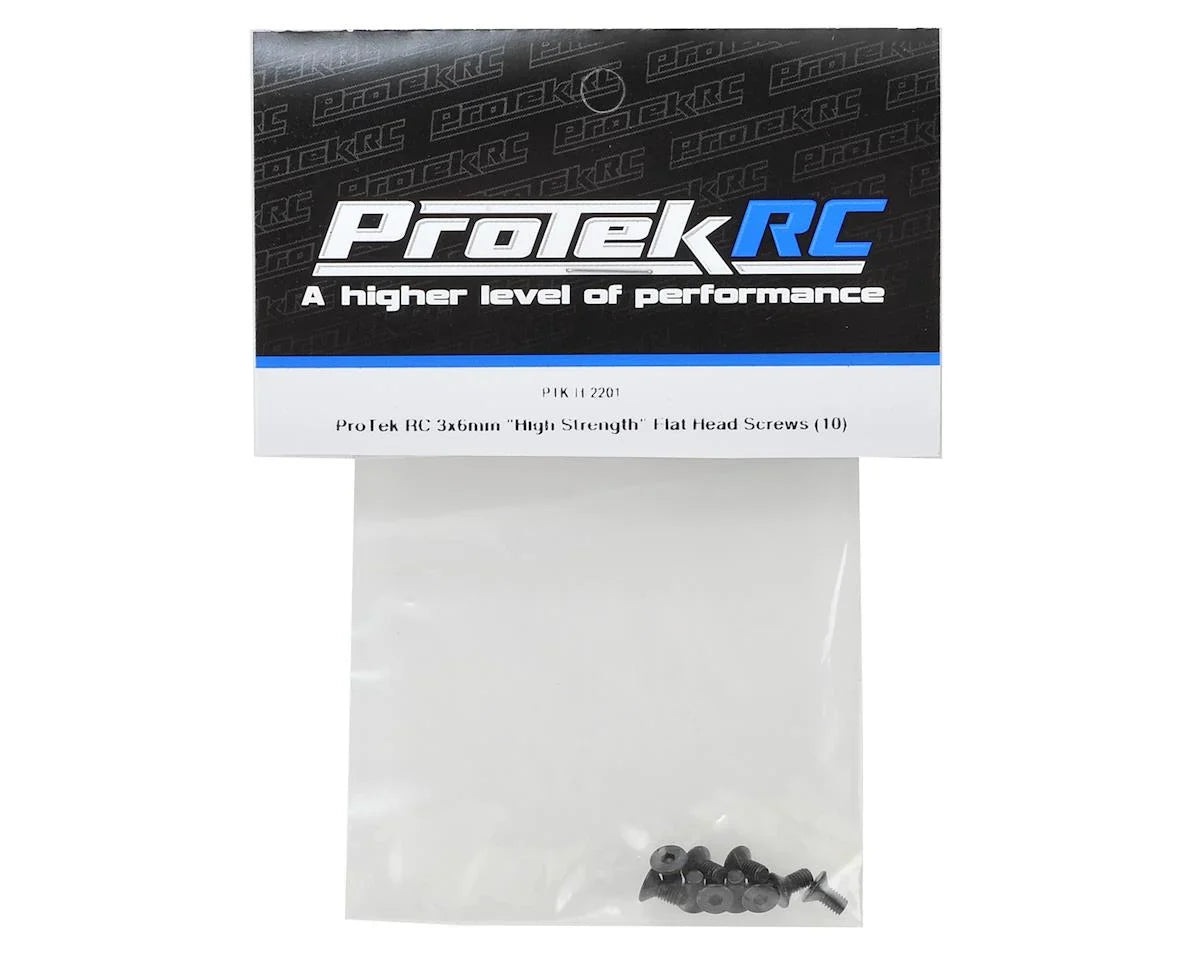 ProTek RC 3x6mm "High Strength" Flat Head Screws (10) - PTK-H-2201
