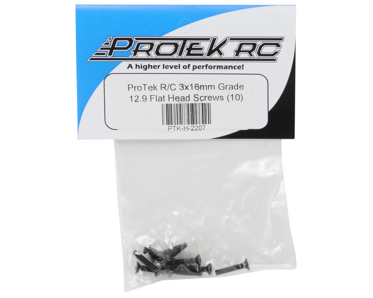 ProTek RC 3x16mm "High Strength" Flat Head Screws (10) - PTK-H-2207