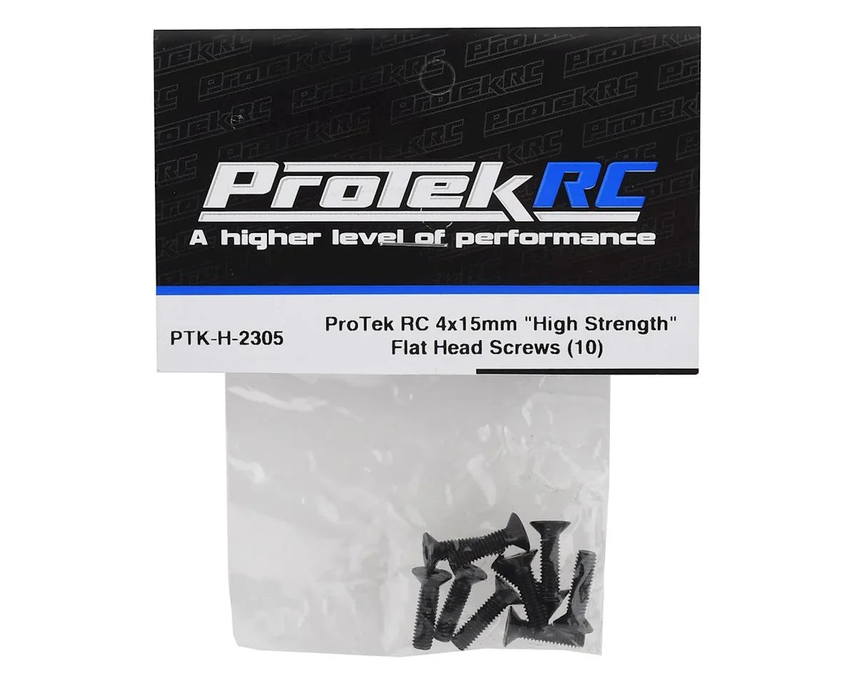 ProTek RC 4x15mm "High Strength" Flat Head Screws (10) - PTK-H-2305