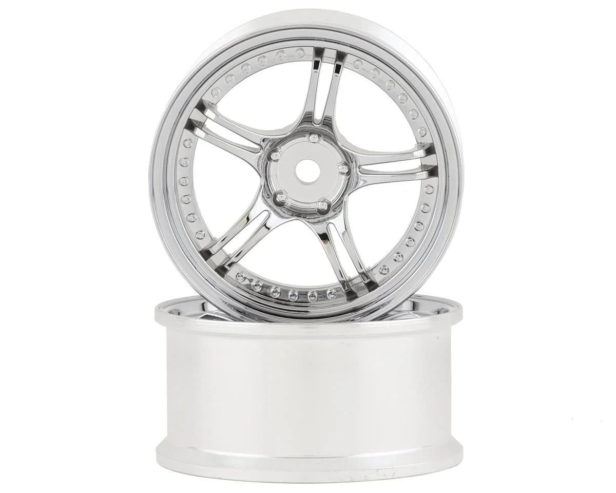 RC Art SSR Professor SPX 5-Split Spoke Drift Wheels (Chrome Silver) (2) (Deep Face 8mm Offset) w/12mm Hex - RCA-ART-WW-0108CS