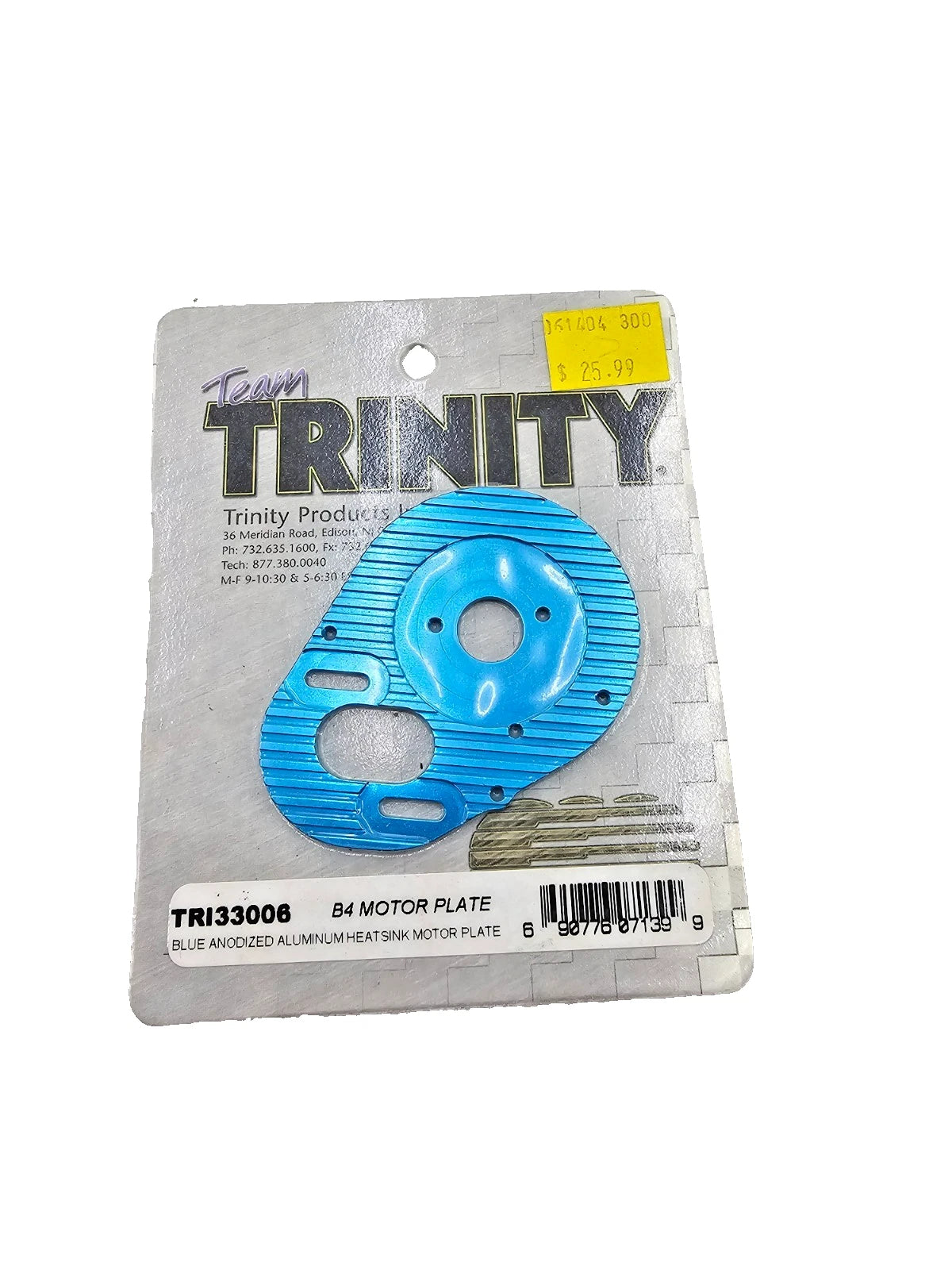 Trinity Blue aluminum B4 Motor plate, vintage NOS #TRI33006