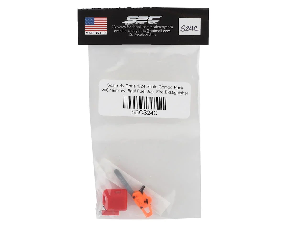 Scale By Chris 1/24 Scale Combo Pack 3 w/Chainsaw, 5gal Fuel Jug, Fire Extinguisher - SBCS24C