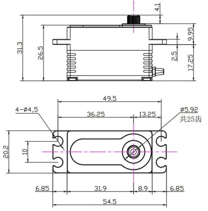 Reef's RC - RAW800LP Brass Edition, Fully Programmable, Brushless Low Profile Servo - SEHREEFS160