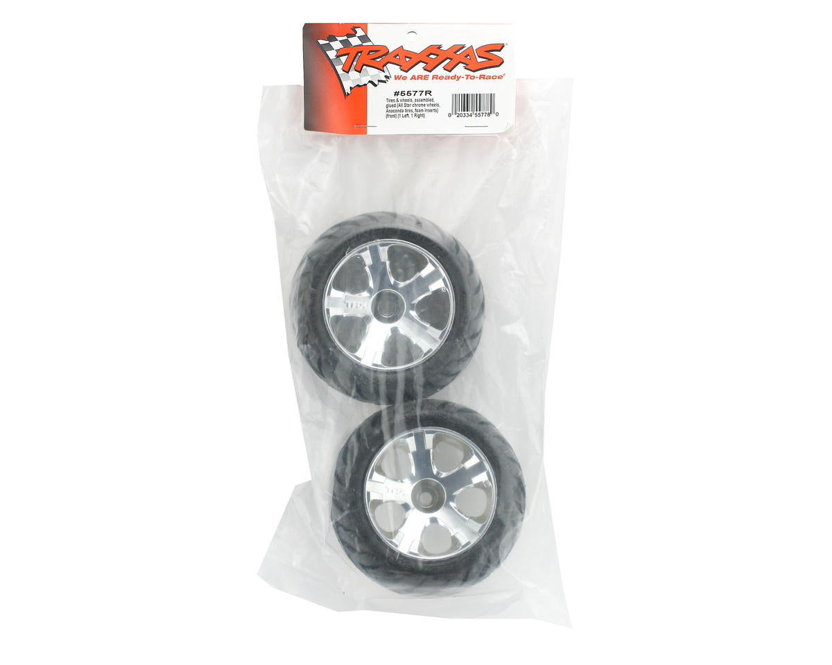 Traxxas Anaconda Tires w/All-Star Front Wheels (2) (Jato) (Chrome) (Standard) - TRA5577R