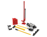 Yeah Racing 6-Piece Scale Tool Set (Red) w/Axe, Shovel, Oil Tank, Jack, Winch - YEA-YA-0356RD
