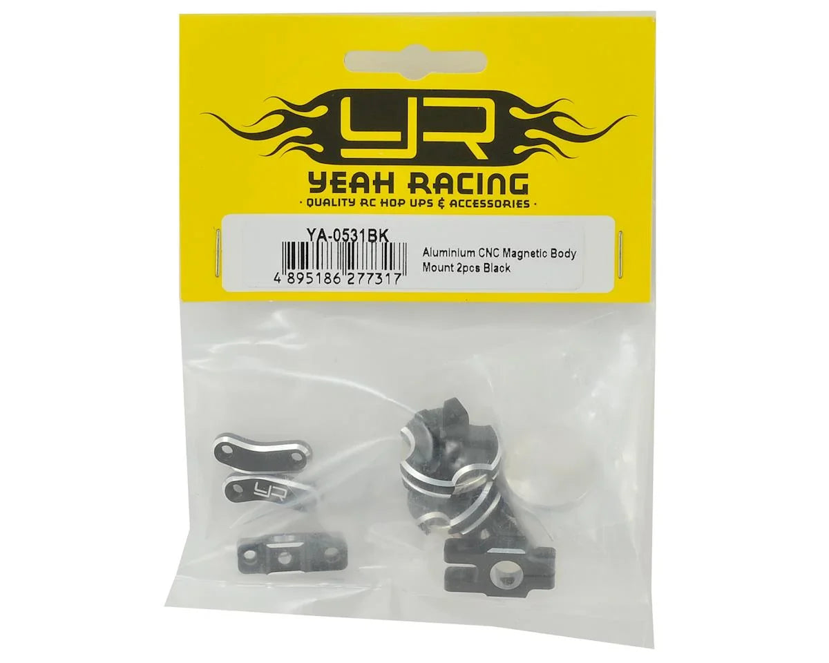 Yeah Racing Aluminum CNC Magnetic Invisible Body Mount (Black) - YEA-YA-0531BK