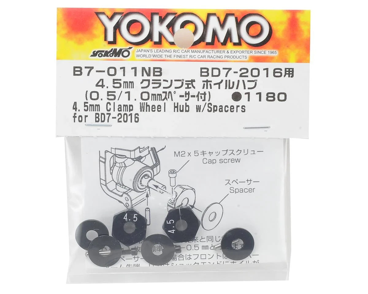 Yokomo +4.5mm Clamping Wheel Hex Hub w/Spacers (2) - YOKB7-011NBA